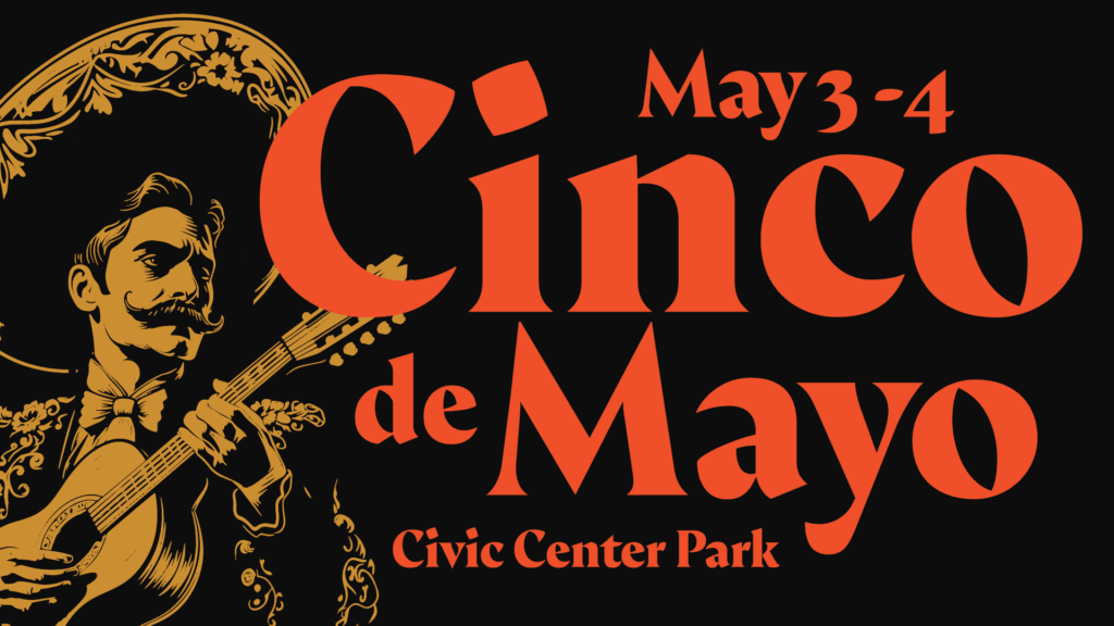 May 3-4 Cinco de Mayo Civic Center Park Man with a Sombrero playing a violin.