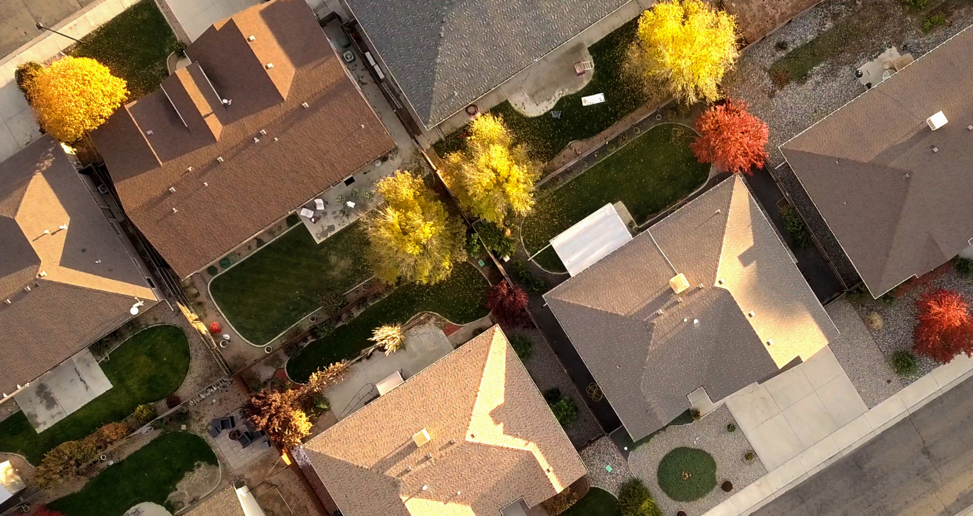 A drone shot of a suburban neighborhood in Grand Junction, Colorado.