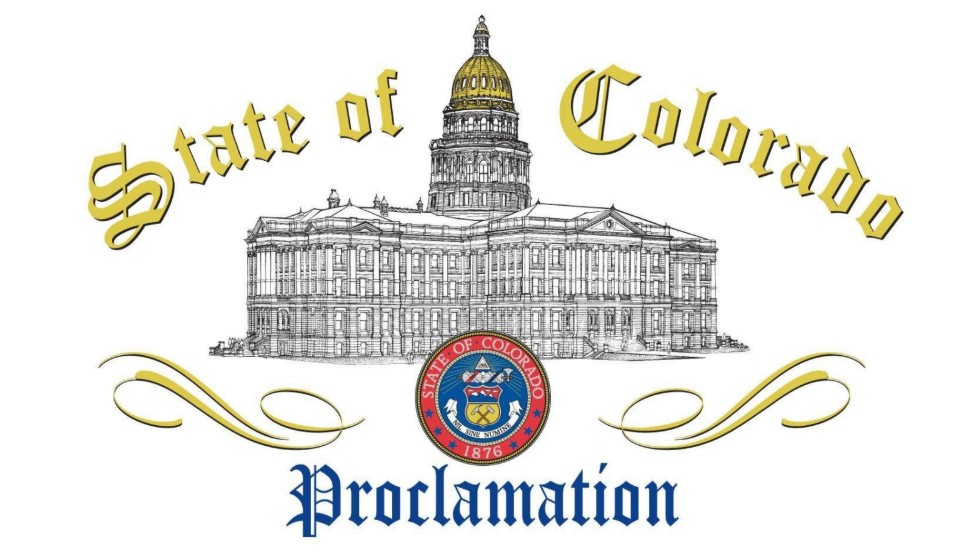 Drawing of the state capitol with State of Colorado Proclamation.